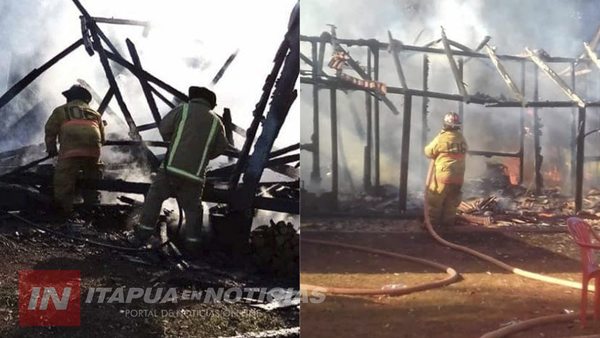 VORAZ INCENDIO CONSUME VIVIENDA DE MADERA EN OBLIGADO.