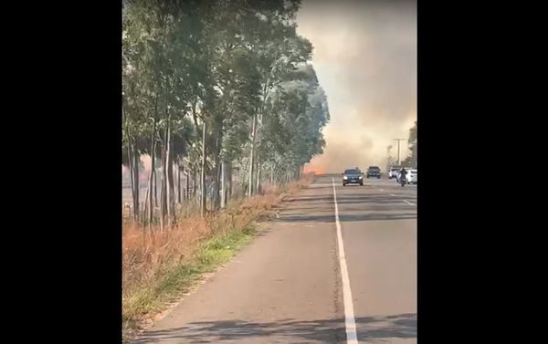 Incendio de gran magnitud al costado de la ruta Luque-San Ber - Nacionales - ABC Color