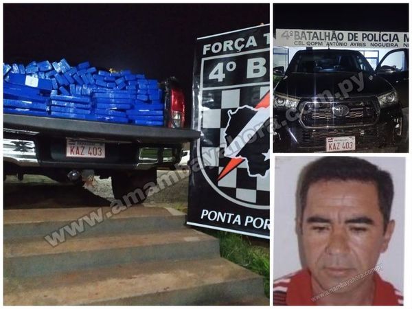 Camioneta con chapa paraguaya es abandonada con más de media tonelada de marihuana en Ponta Porã