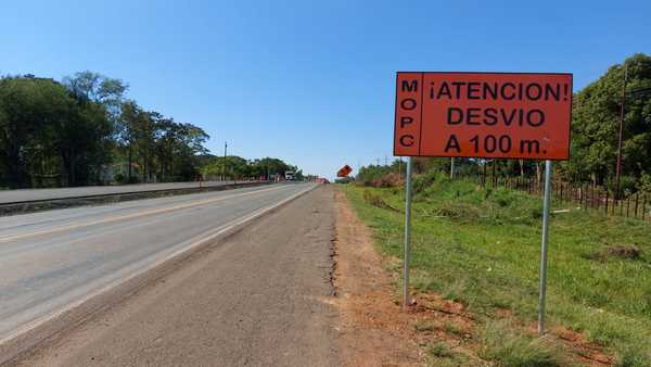 Habilitan desvíos para el avance de las obras de duplicación de la Ruta PY 02
