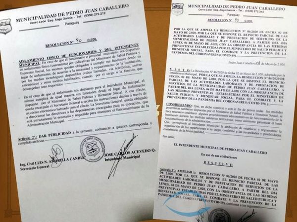 Para que nadie se siente en su silla, Intendente de Pedro Juan emite resolución que atenta contra la Constitución Nacional