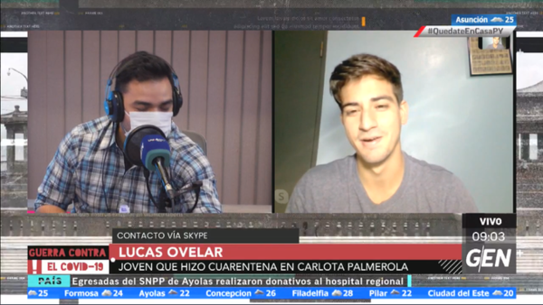 HOY / Lucas Ovelar, joven que hizo la cuarentena obligatoria en Carlota Palmerola, tras regresar al país, cuenta su experiencia
