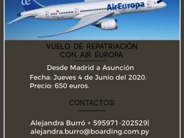 Volver de España: Se prevé vuelo, pero cuesta 650 euros
