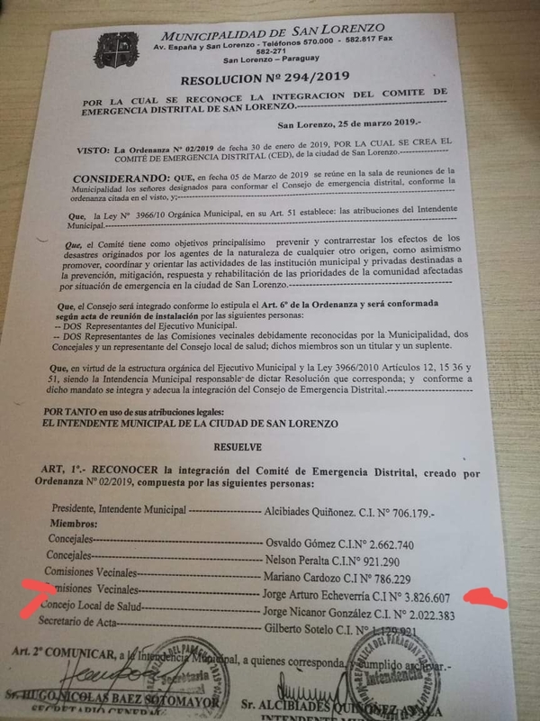 Habría falsificación de firma en mentado documento de “bacheo de oro” » San Lorenzo PY