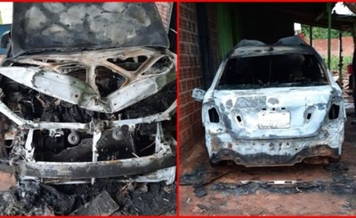 Vehículo se incendia en patio de una vivienda en Minga Guazú