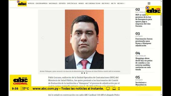 El exdirector de administración del MSPBS da su versión - ABC Noticias - ABC Color