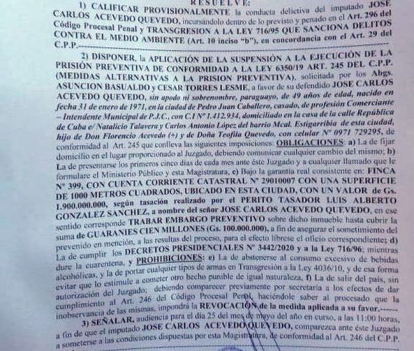 El Poder Judicial dejó un mensaje peligroso; Juez Areco revocó la Prisión Preventiva de Intendente solicitada por la fiscalía