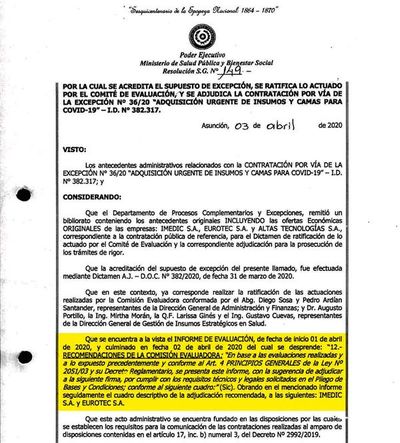 Comité evaluador no fue conformado oficialmente en las compras de Salud
