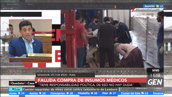 HOY / Senador Victor Ríos, dijo que el ministro Julio Mazzoleni, es responsable por acción u omisión en el caso de las denuncias realizadas en las compras irregulares