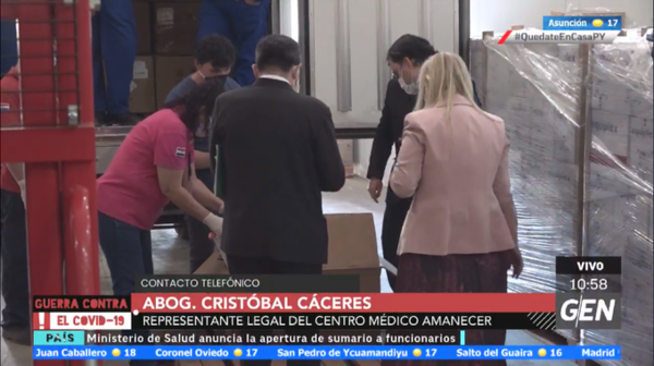 HOY / Abog. Cristóbal Cáceres, representante legal del Centro Médico Amanecer: "Queremos aclarar que no tenemos ninguna participación en el tema de los insumos médicos"