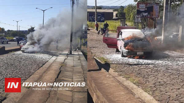 INCENDIO VEHICULAR SOBRE RUTA 6 CAUSA SUSTO EN ARROYO PORA