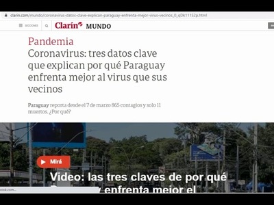 PRENSA ARGENTINA DESTACA QUE PARAGUAY ENFRENTA AL COVID-19 MEJOR QUE SUS VECINOS
