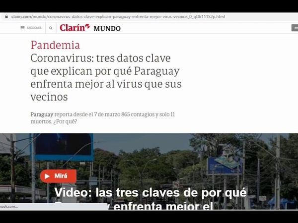 PRENSA ARGENTINA DESTACA QUE PARAGUAY ENFRENTA AL COVID-19 MEJOR QUE SUS VECINOS