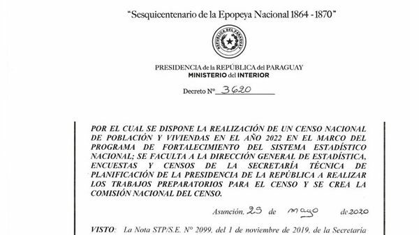 Decreto establece censo nacional para el año 2022 tras el fiasco de 2012 - Nacionales - ABC Color