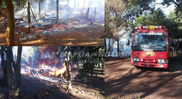 INCENDIO TOTAL DE VIVIENDA EN ITAPÚA POTY. 