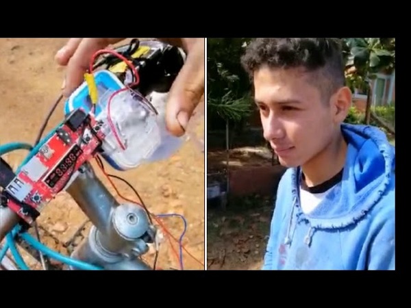 Con su bici y su ingeniosa radio, jovencito de Pirayú genera admiración en las redes