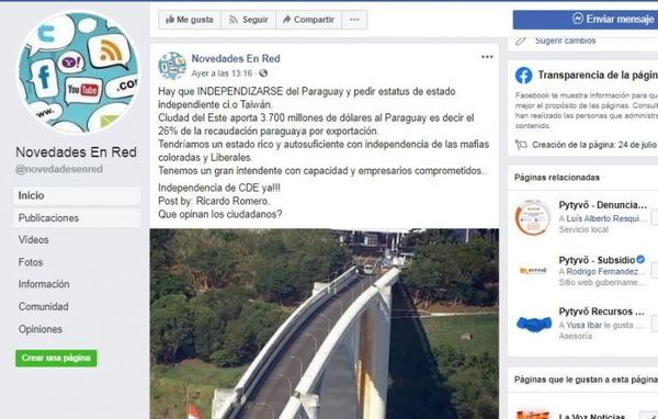 Seguidores de intendente Prieto piden que Ciudad del Este se independice de Paraguay