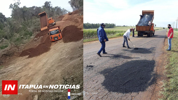 MOPC TRABAJA EN REPARACIONES EN DIFERENTES TRAMOS DE RUTAS ITAPUENSES.