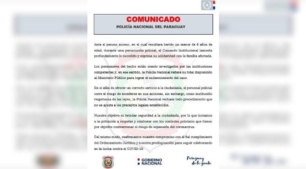 HOY / Caso de niño baleado: Policía lamenta suceso y afirma que el personal "corre el riesgo de excederse"