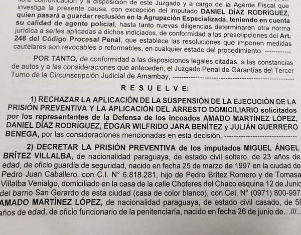 Ordenan prisión de implicados en fuga - Nacionales - ABC Color