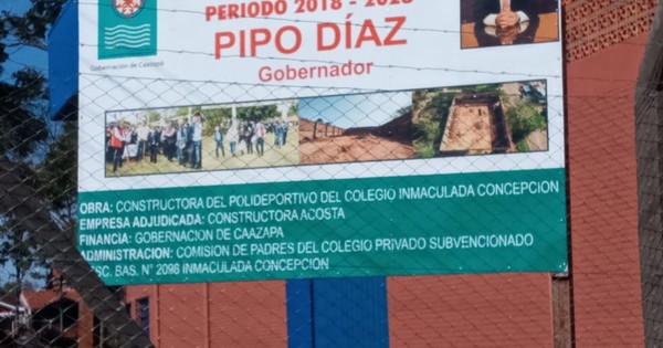 Gobernador de Caazapá pagó G. 1.600 millones por polideportivo