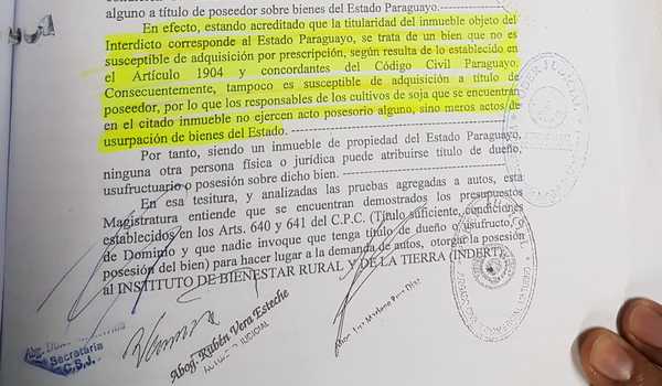 Indert deja explotar a brasileños unas 3.000 hectáreas de su tierra