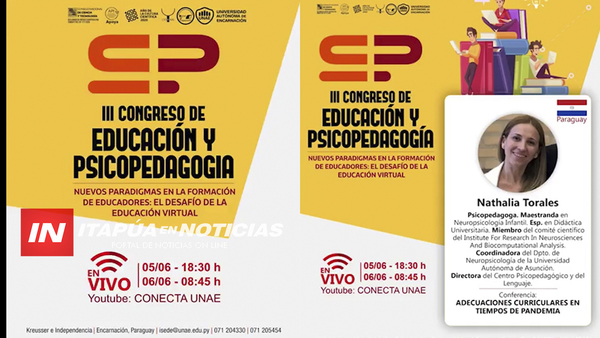 UNAE INVITA A CONGRESO DE EDUCACIÓN Y PSICOPEDAGOGÍA ONLINE