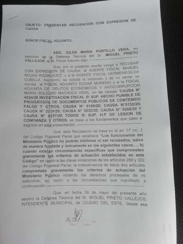 Defensa de Miguel Prieto recusa a fiscales