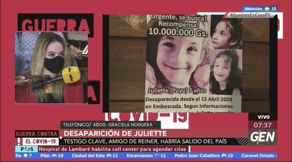 HOY / Siguen las investigaciones de la desaparición de Juliette, el testigo clave es amigo de Reiner y ya habría salido del país