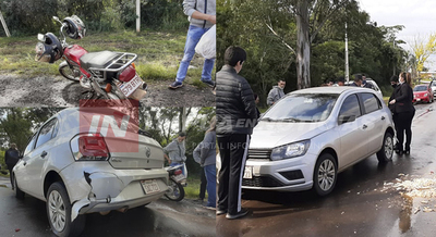 CHOQUE DE AUTOMÓVIL Y MOTOCICLETA EN RUTA N° 1. 