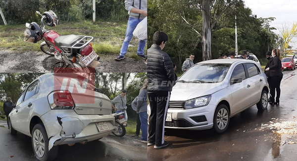 CHOQUE DE AUTOMÓVIL Y MOTOCICLETA EN RUTA N° 1.