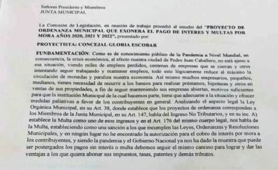 Junta Municipal aprobó ordenanza que exonera el pago de intereses y multas hasta el 2022