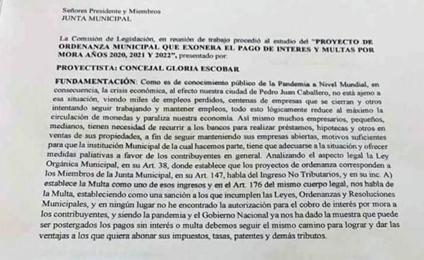 Concejales aprueban ordenanza que exonera el pago de intereses y multas hasta el 2022