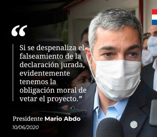 Marito adelantó que vetará la ley sobre declaraciones juradas - El Trueno