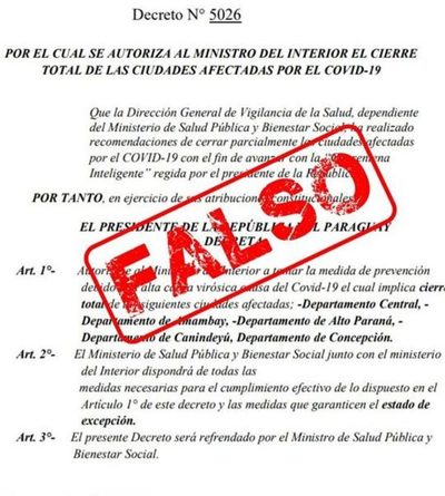 Información sobre cierre total de departamentos es falsa