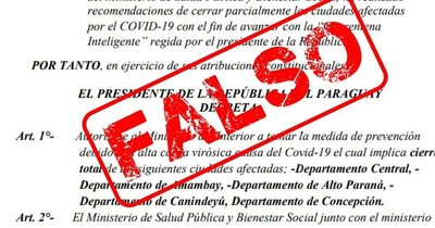 Decreto que ordena cierre de ciudades por COVID-19 es falso