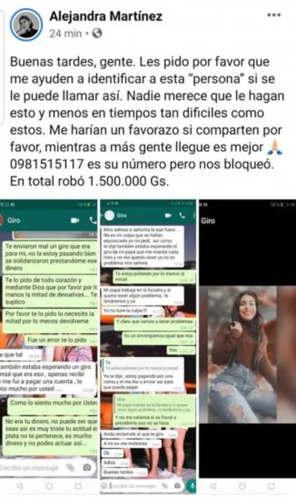 Recibió giro ajeno y no lo quiso devolver porque ya "gastó" para pagar sus cuentas