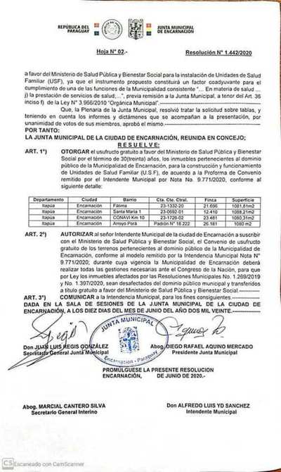 Ceden 4 inmuebles de la comuna encarnacena para construir unidades de salud familiar