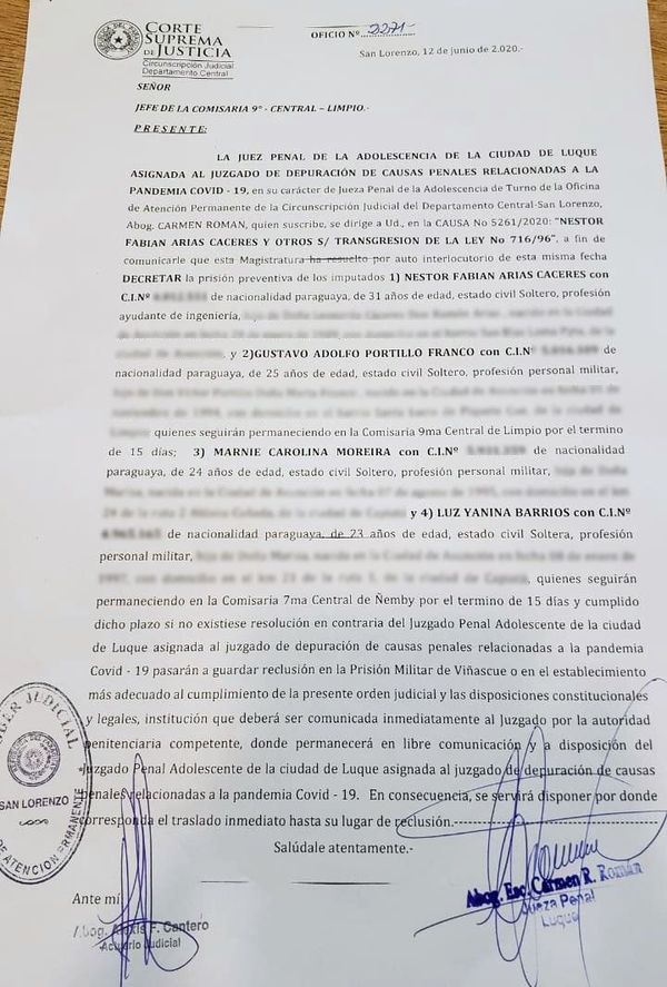 Militares detenidos por violar cuarentena seguirán detenidos y podrían ir a Viñas Cue - Nacionales - ABC Color