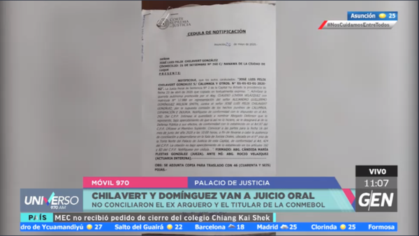 HOY / Alejandro Domínguez actual presidente de la Conmebol y José Luis Chilavert van a juicio oral y público ya que no llegaron a una conciliación