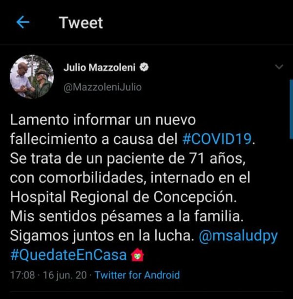 Fallece primer paciente con Covid-19 en Concepción