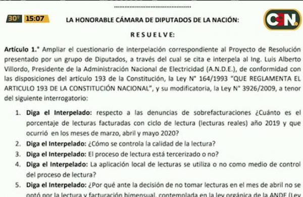 Diputados piden interpelación al titular de la ANDE - C9N