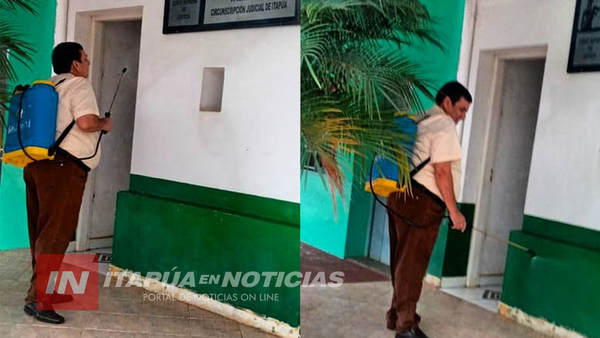 SAN PEDRO DEL PNA: JUEZ SE PUSO FUMIGADORA AL HOMBRO Y DESINFECTÓ JUZGADO