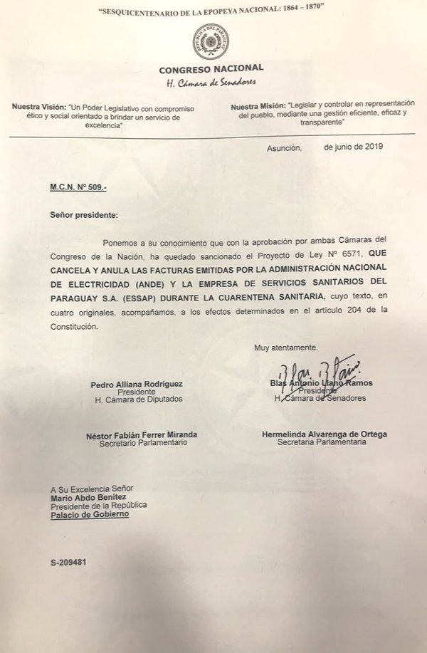 Cancelación de facturas de ANDE y ESSAP en manos de Mario Abdo - ADN Paraguayo