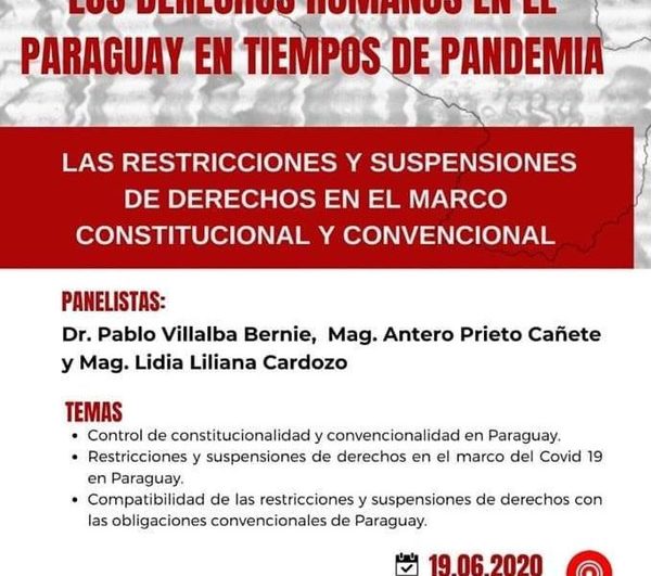 Organizan webinario sobre «Derechos Humanos en el Paraguay en tiempos de Pandemia»