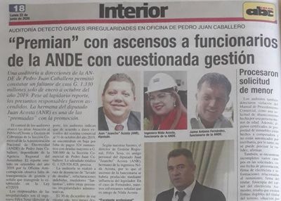 Lapidario informe de la ANDE, involucran al diputado Juancho Acosta y su hermana en PJC