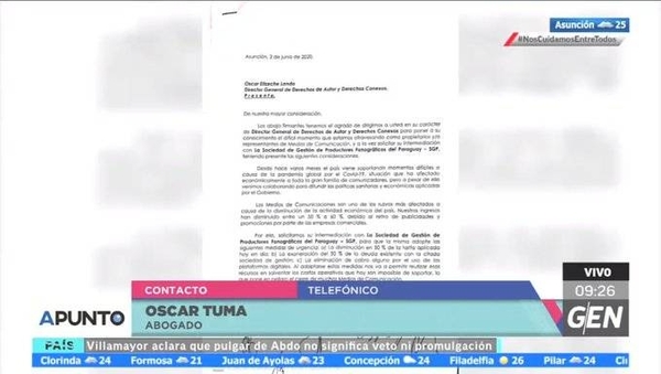HOY / Abogado Oscar Tuma, sobre el tema de los derechos autorales