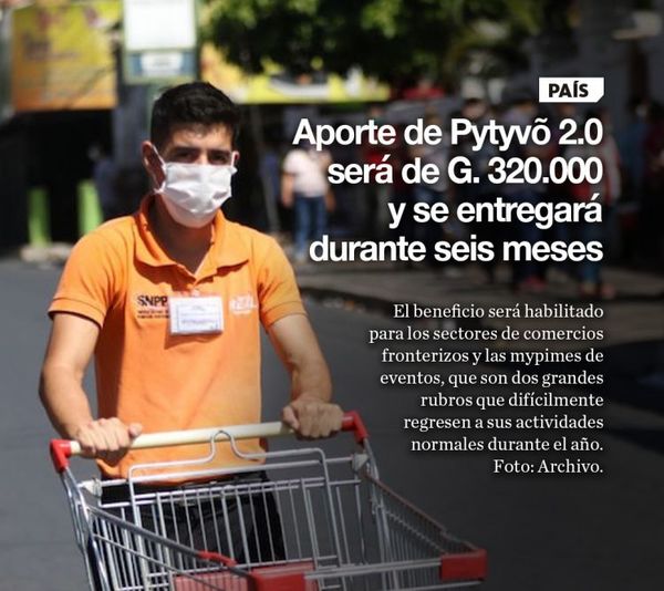 Aporte de Pytyvõ 2.0 será de G. 320.000 y se entregará durante seis meses
