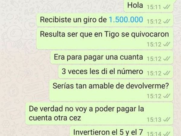 Jeyma: enviaron G.1500.000 por giro al número equivocado