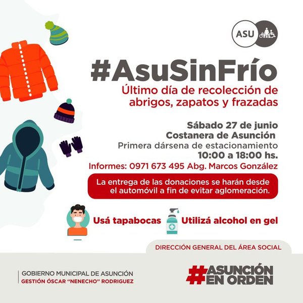 Municipalidad de Asunción realiza campaña de recolección de abrigos para familias vulnerables de la ciudad capital